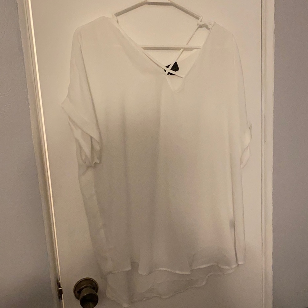 White criss cross blouse
